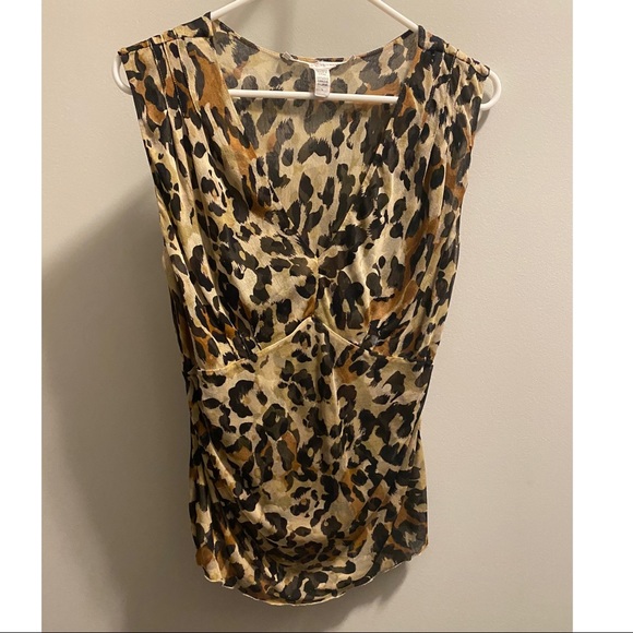 Diane Von Furstenberg Tops - Dianne von Furstenberg Leopard Print Silk Sleeveless Blouse